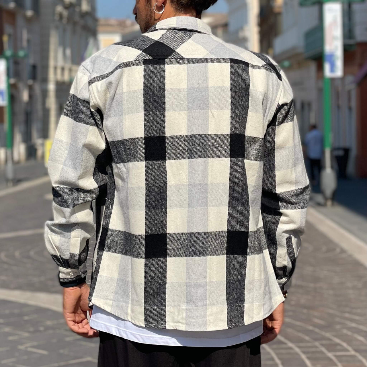 Giacca a quadri crema grigio nera - FLAG STORE