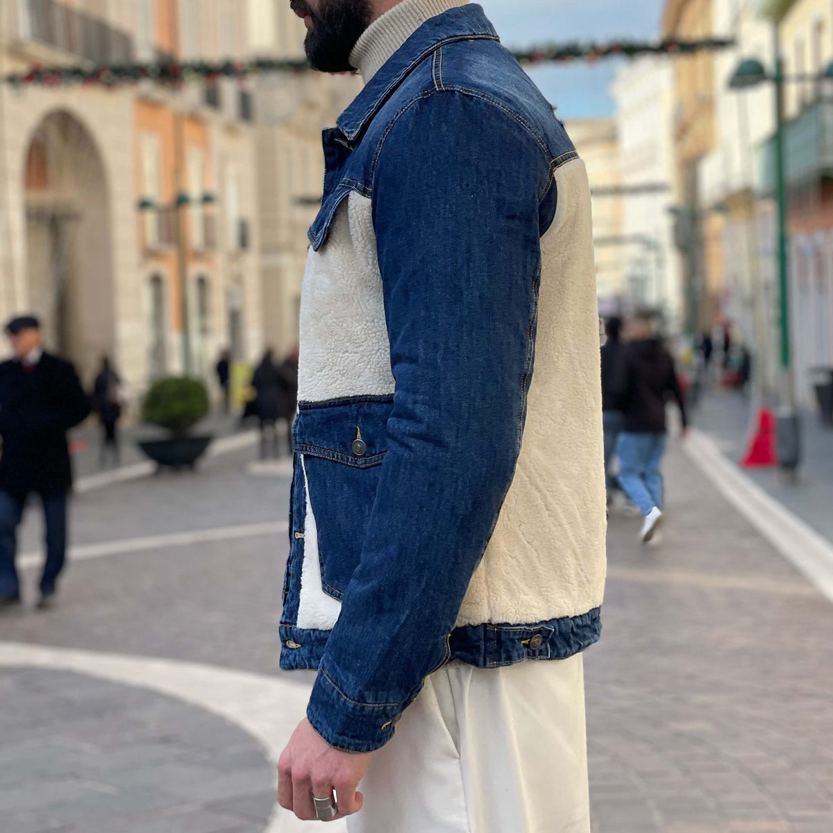 Denim Jacket with Fur Front - FLAG STORE 
