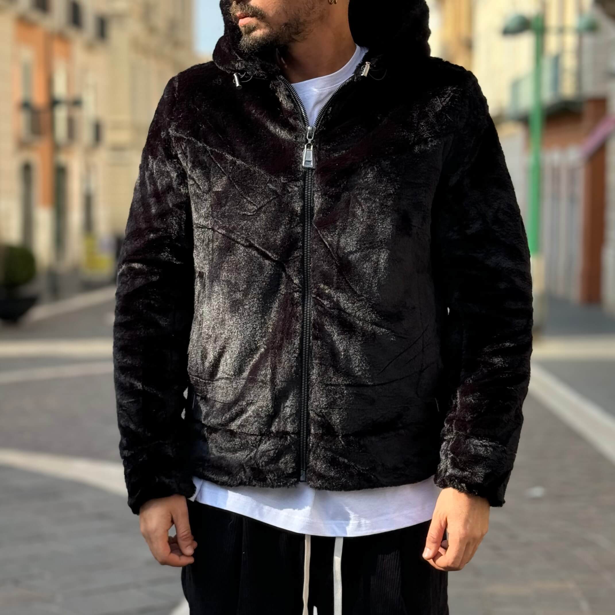 Giubbotto peluche nero - FLAG STORE