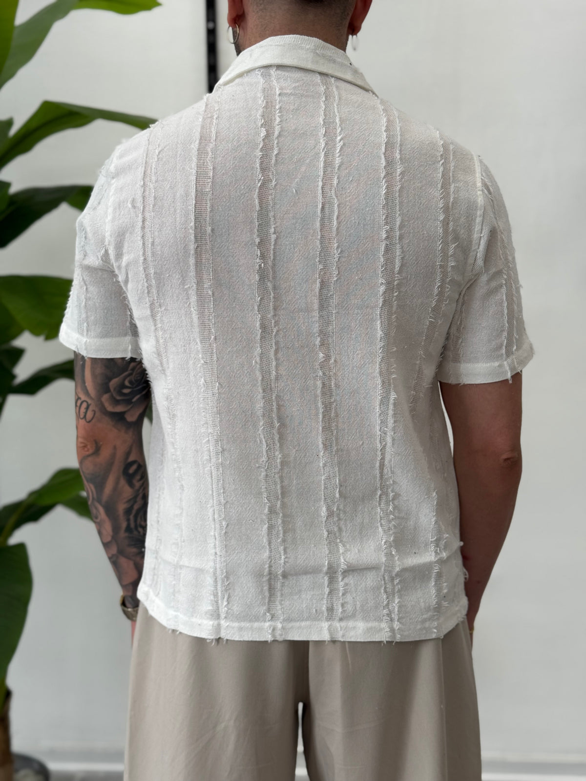 Linen Shirt with Korean Collar 