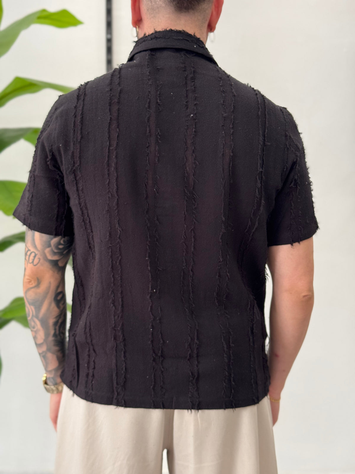 Linen Shirt with Korean Collar 