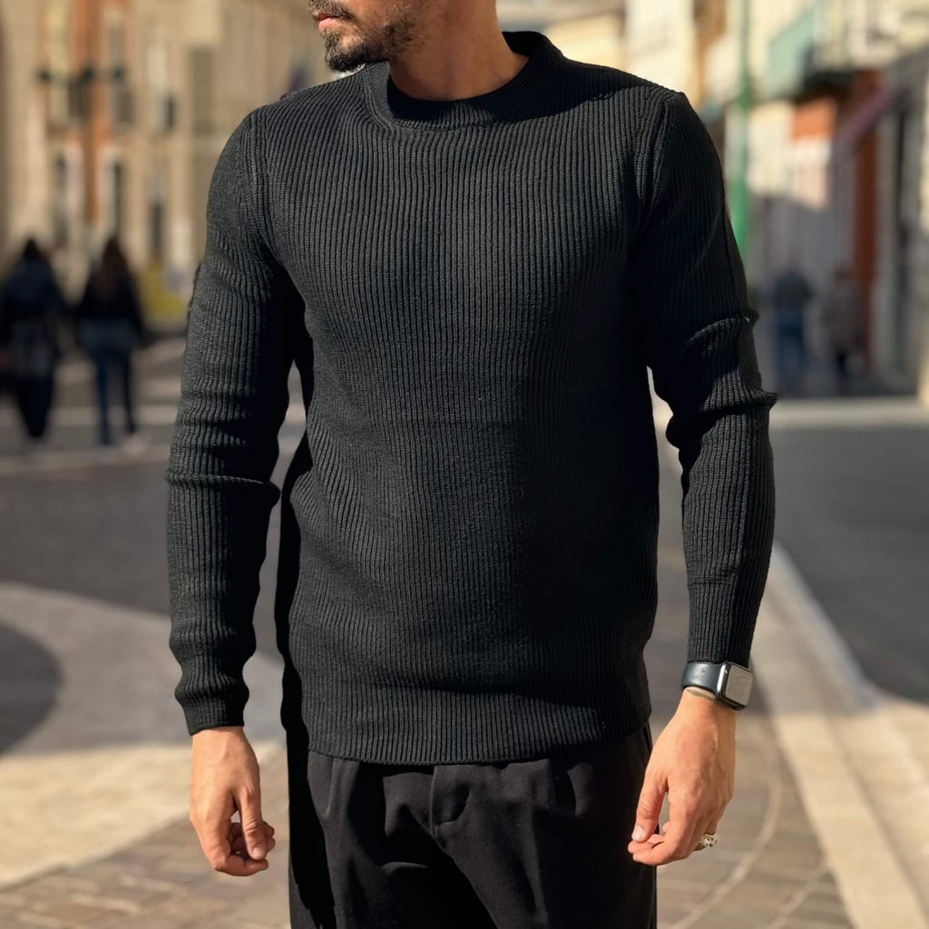 Maglioncino a costine nero - FLAG STORE