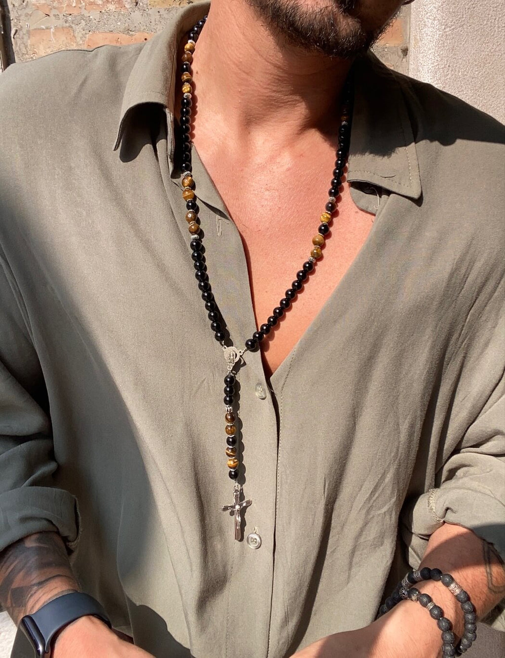 Collana Rosario di perle nere e marrone - FLAG STORE