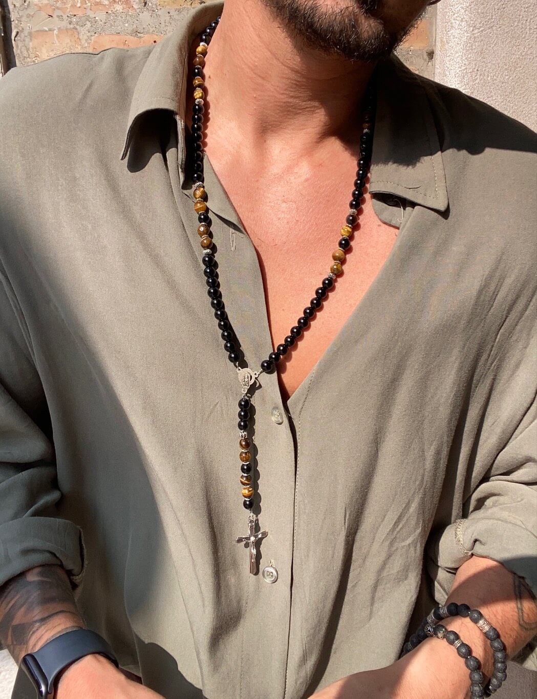 Collana Rosario di perle nere e marrone - FLAG STORE