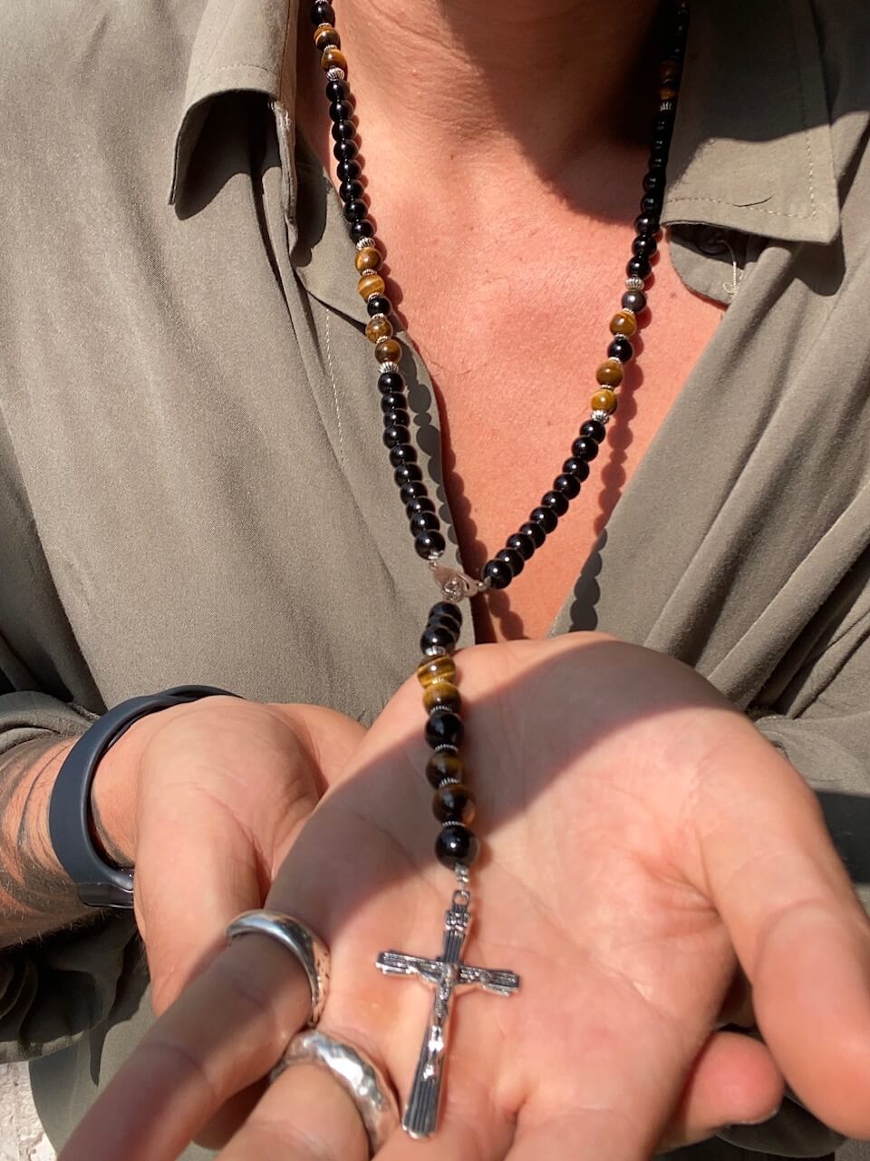 Collana Rosario di perle nere e marrone - FLAG STORE