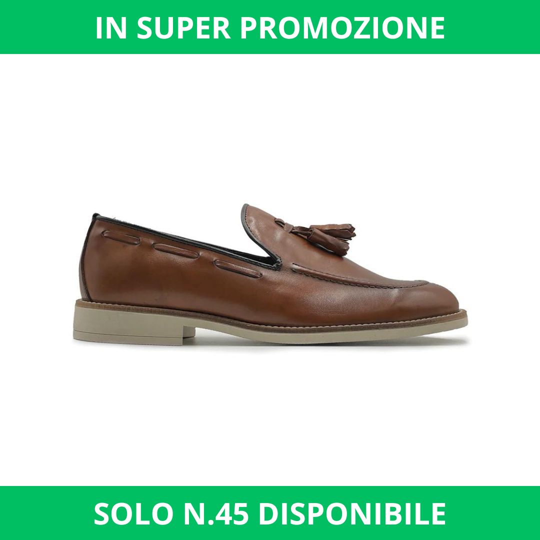 Mocassino Loafer con nappine Cuoio - FLAG STORE