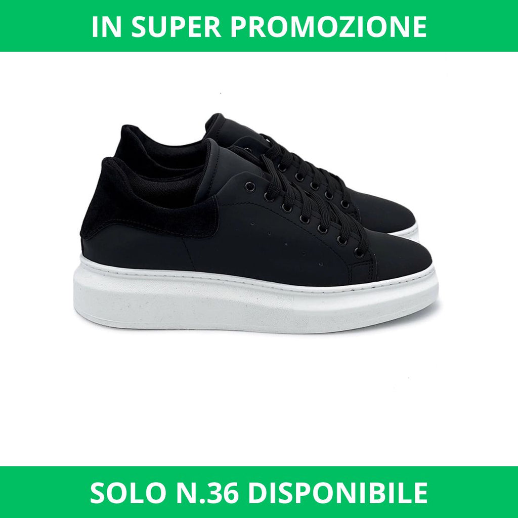 Sneakers nere in pelle con riporto nero camoscio - FLAG STORE