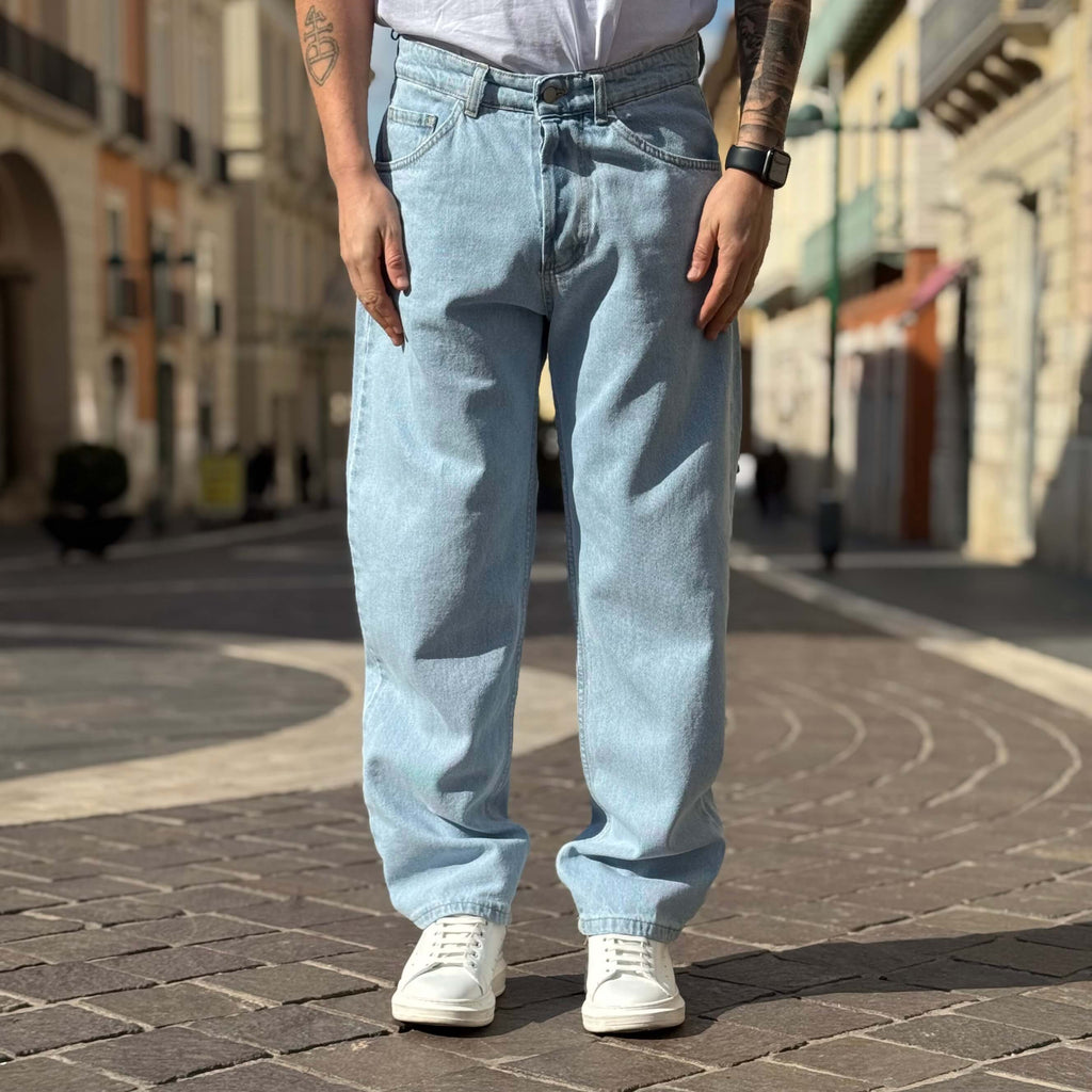 Light blue denim baggy fit jeans - FLAG STORE