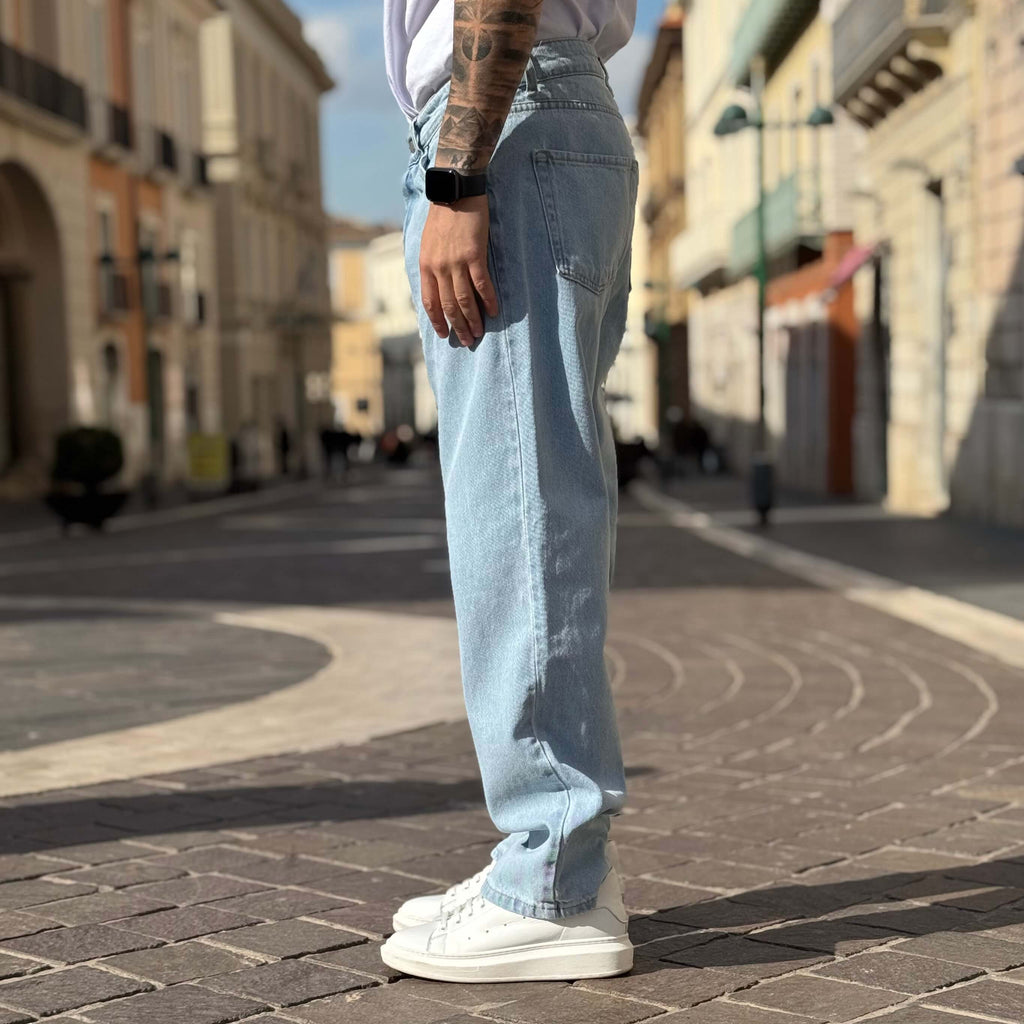 Light blue denim baggy fit jeans - FLAG STORE