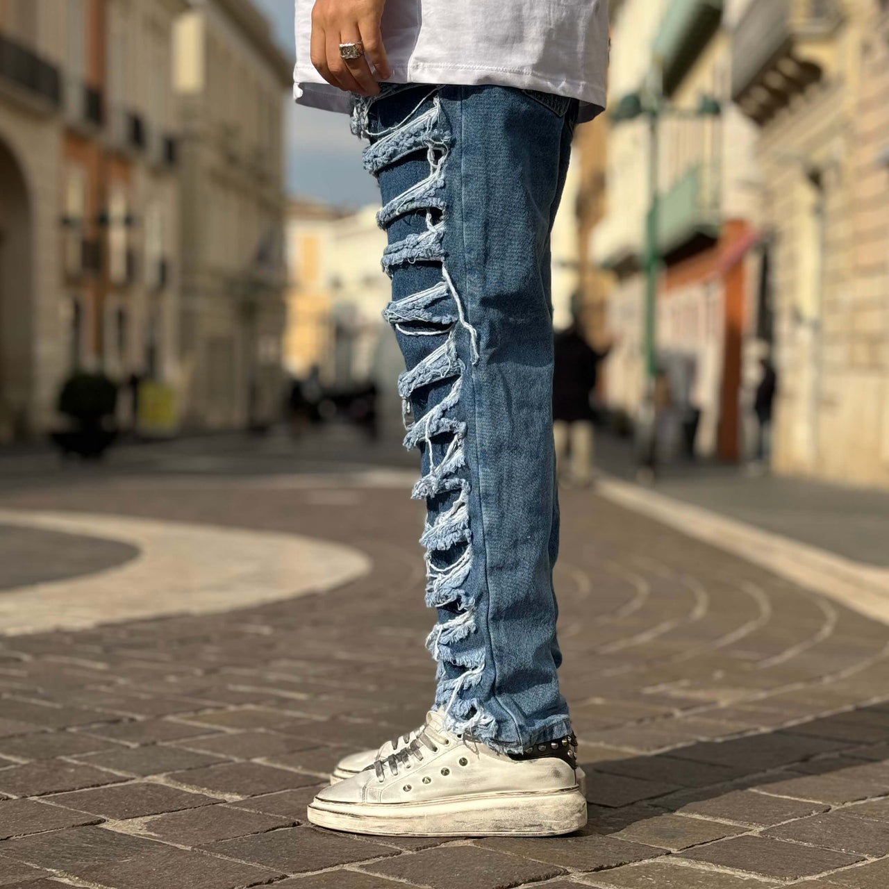 Jeans azzurro ripped - FLAG STORE