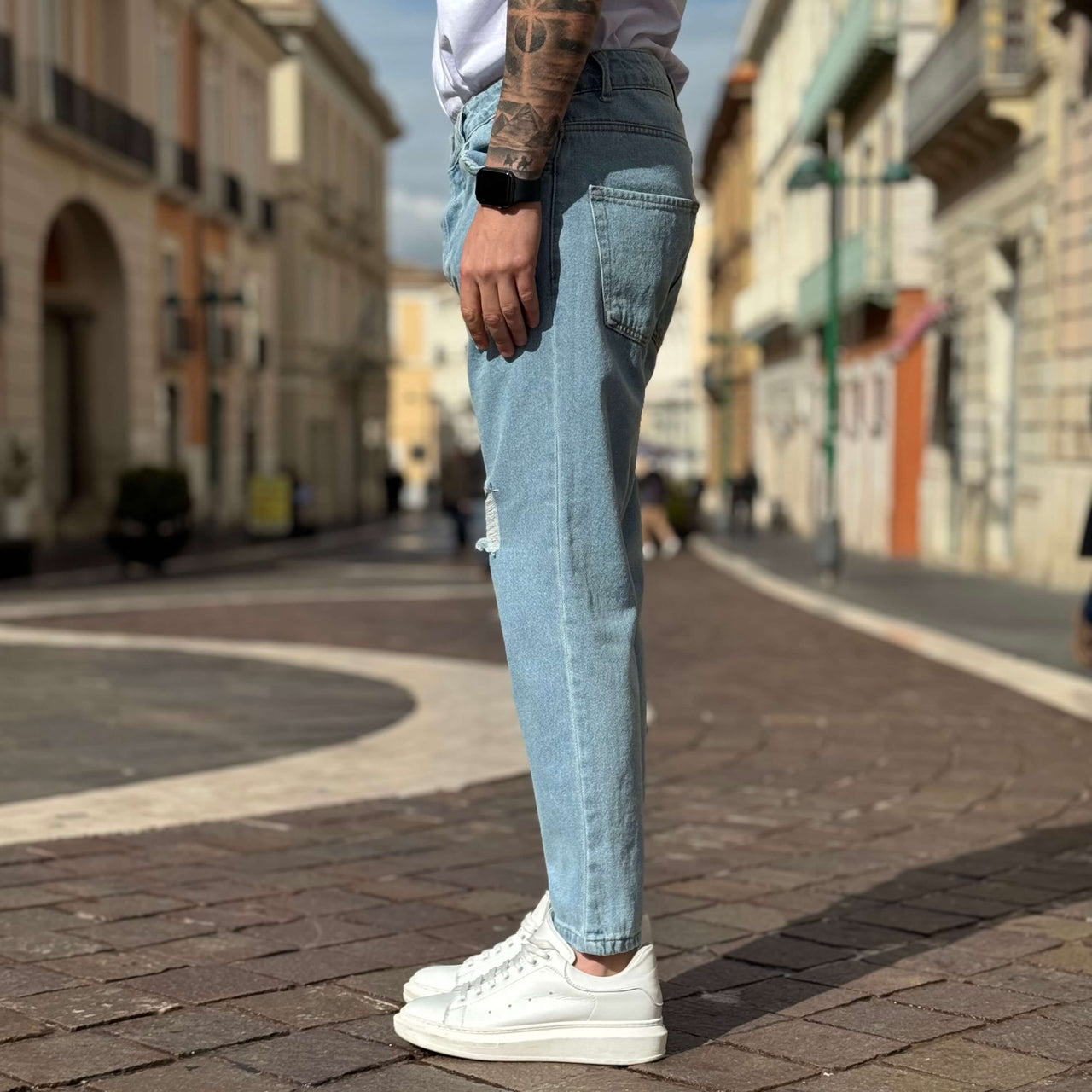 Jeans azzurro strappato Rashford regular  fit - FLAG STORE