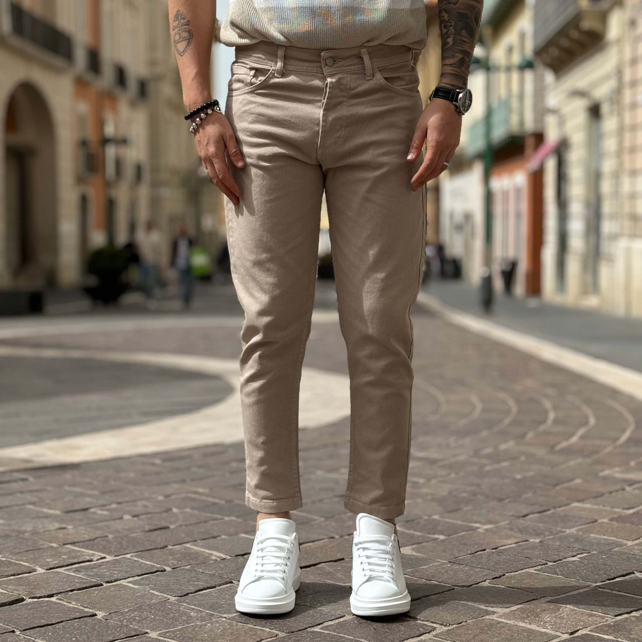 Jeans beige slim fit - FLAG STORE