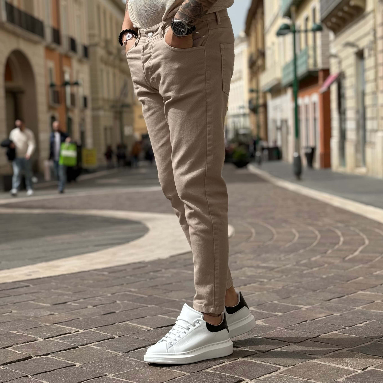 Jeans beige slim fit - FLAG STORE