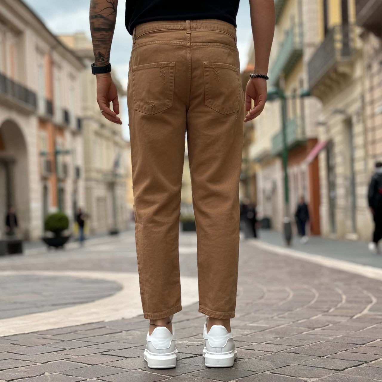 Jeans beige strappato 2.0 regular fit - FLAG STORE