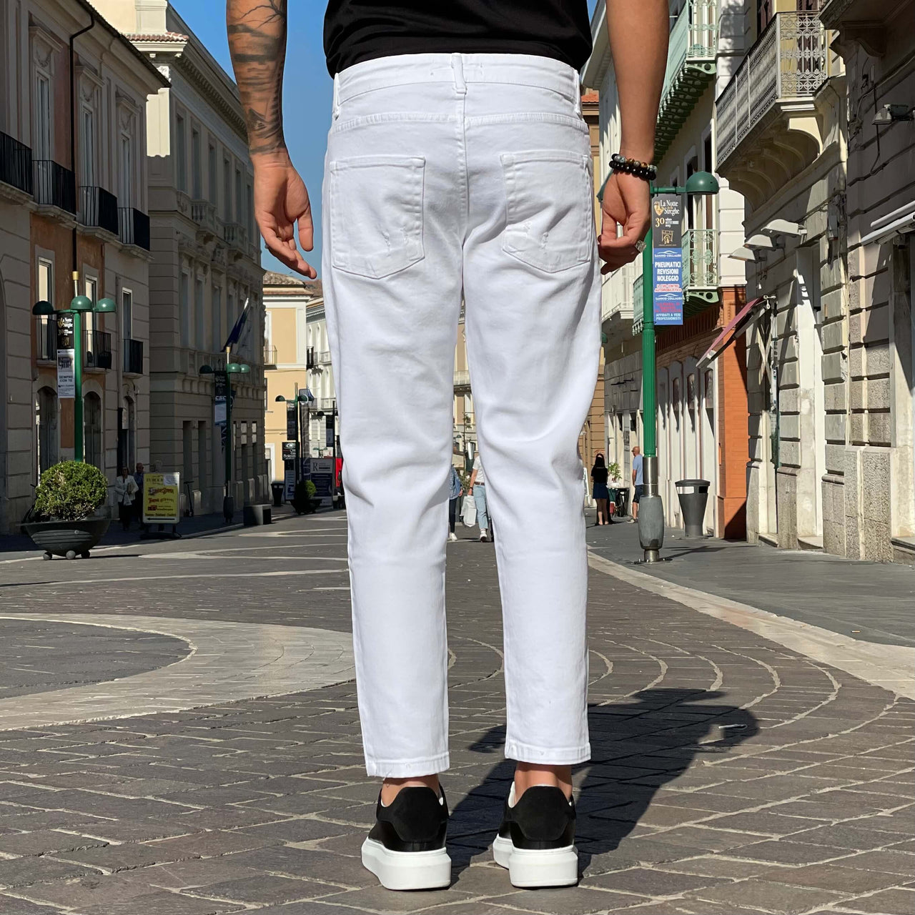 Jeans bianco con strappi regular fit - FLAG STORE