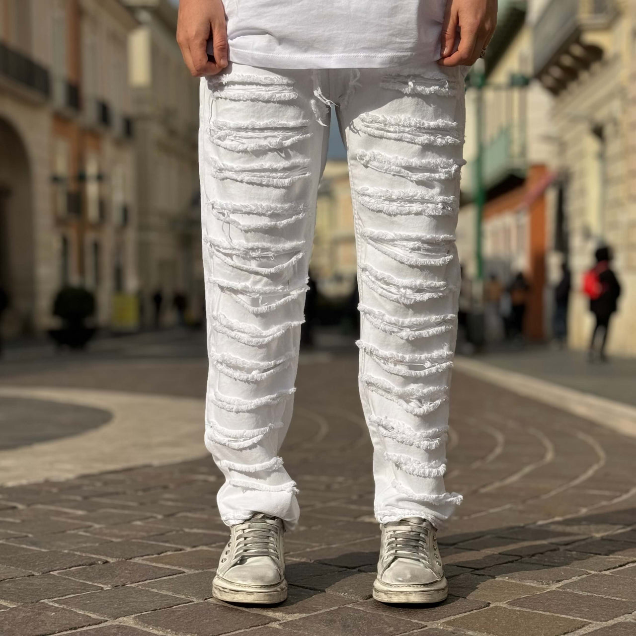 Jeans bianco ripped - FLAG STORE