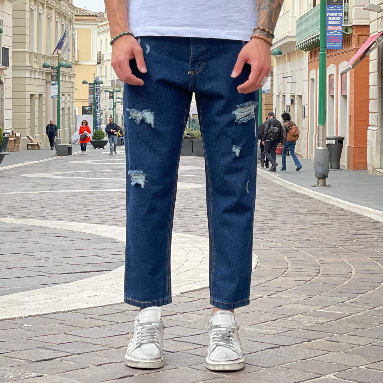 Jeans blu scuro strappato regular fit 2.0 - FLAG STORE