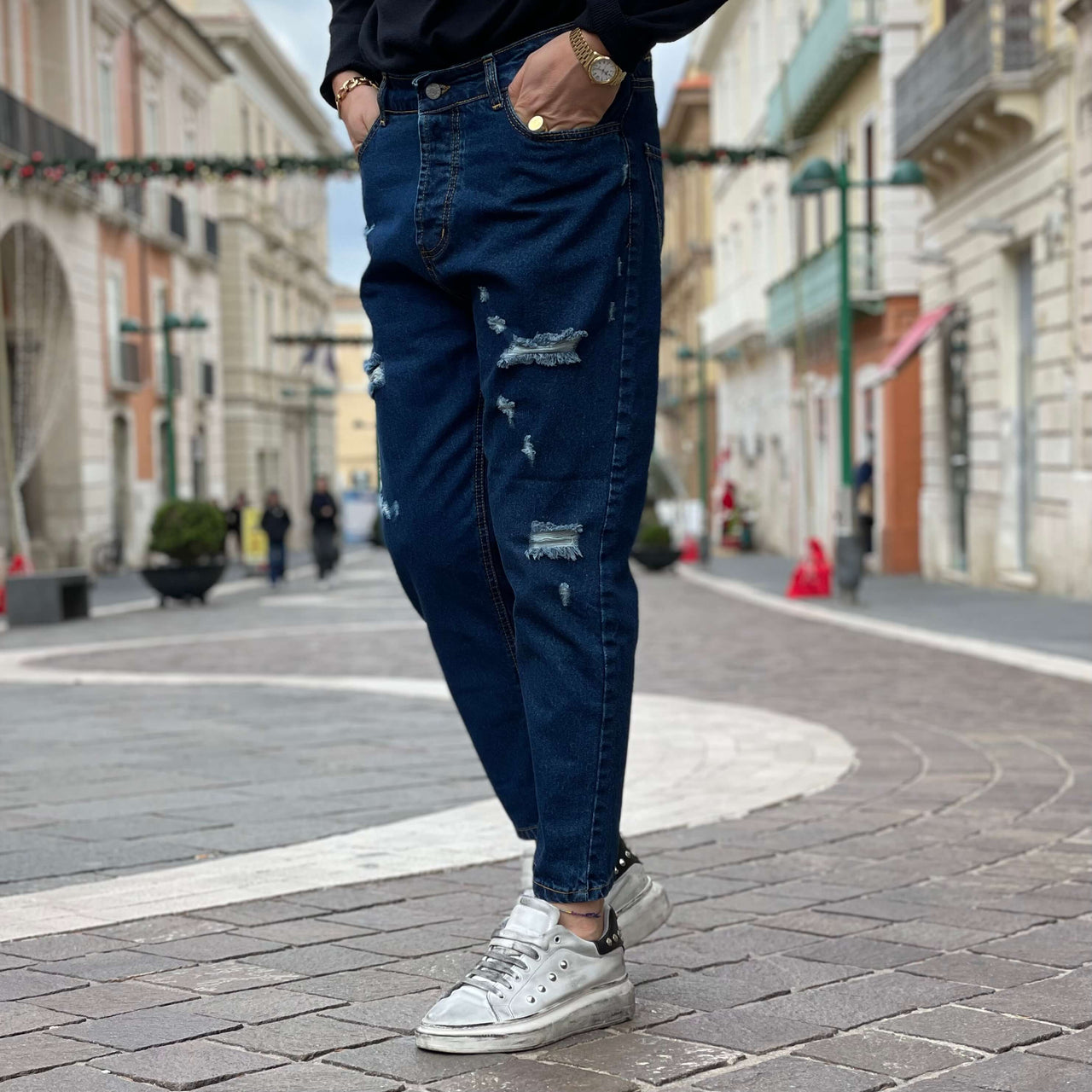 Jeans blu scuro strappato regular fit 3.0 - FLAG STORE