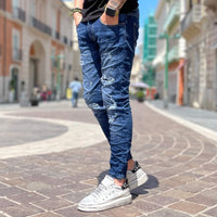 Thumbnail for Jeans blu skinny fit con strappi e candegginato - FLAG STORE