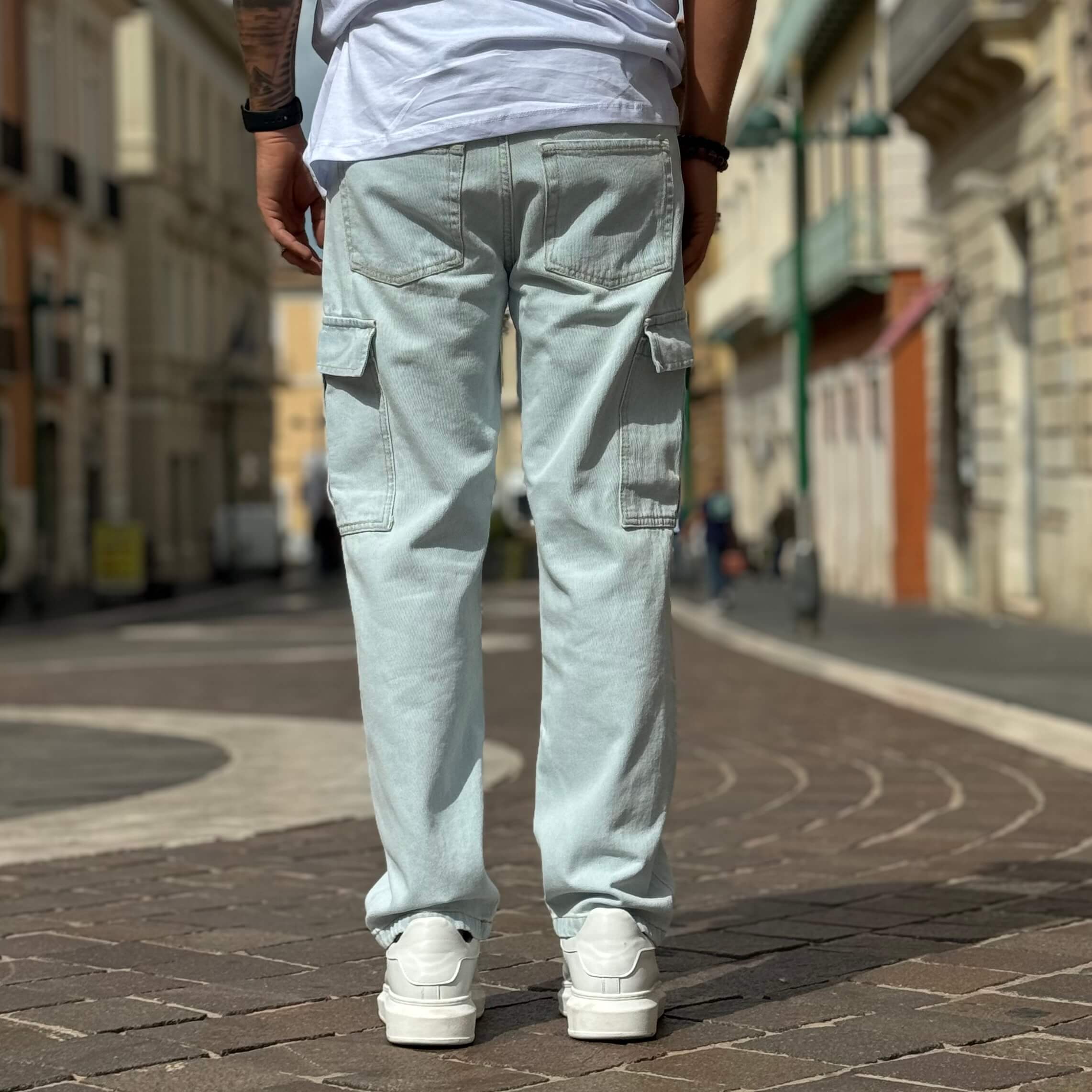 Jeans cargo azzurro chiaro baggy fit - FLAG STORE