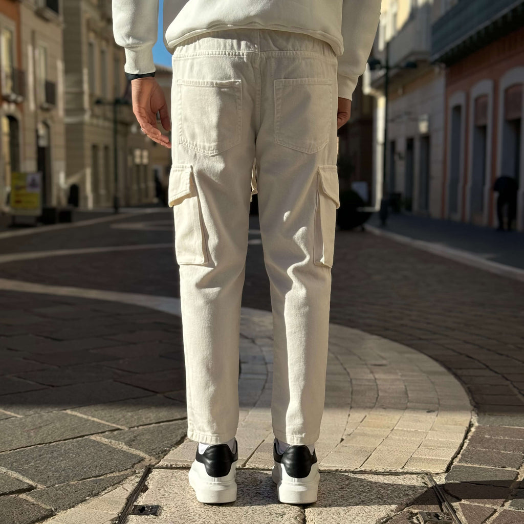 Jeans cargo bianco regular fit - FLAG STORE