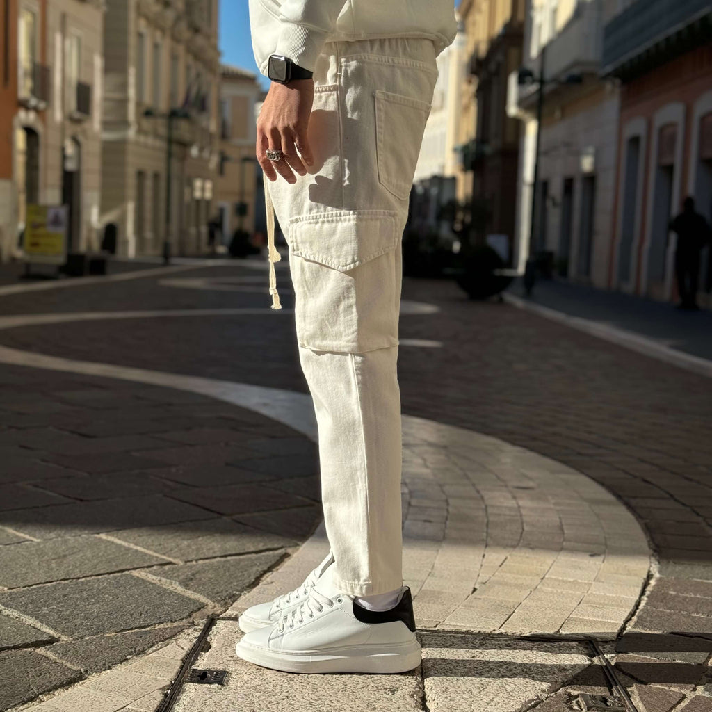 Jeans cargo bianco regular fit - FLAG STORE