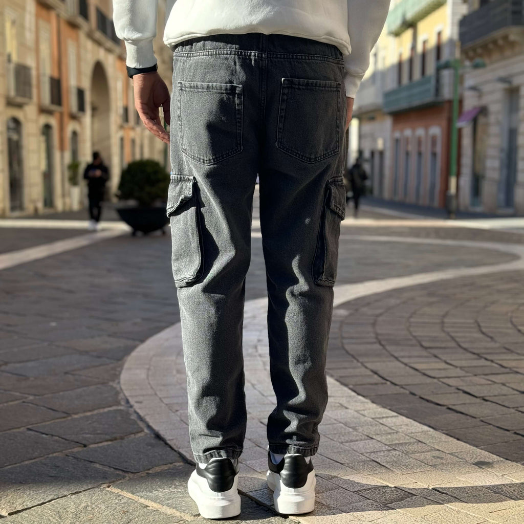 Jeans cargo grigio regular fit - FLAG STORE