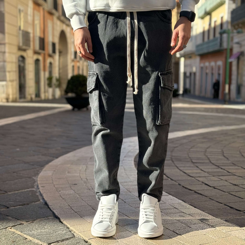 Jeans cargo grigio regular fit - FLAG STORE