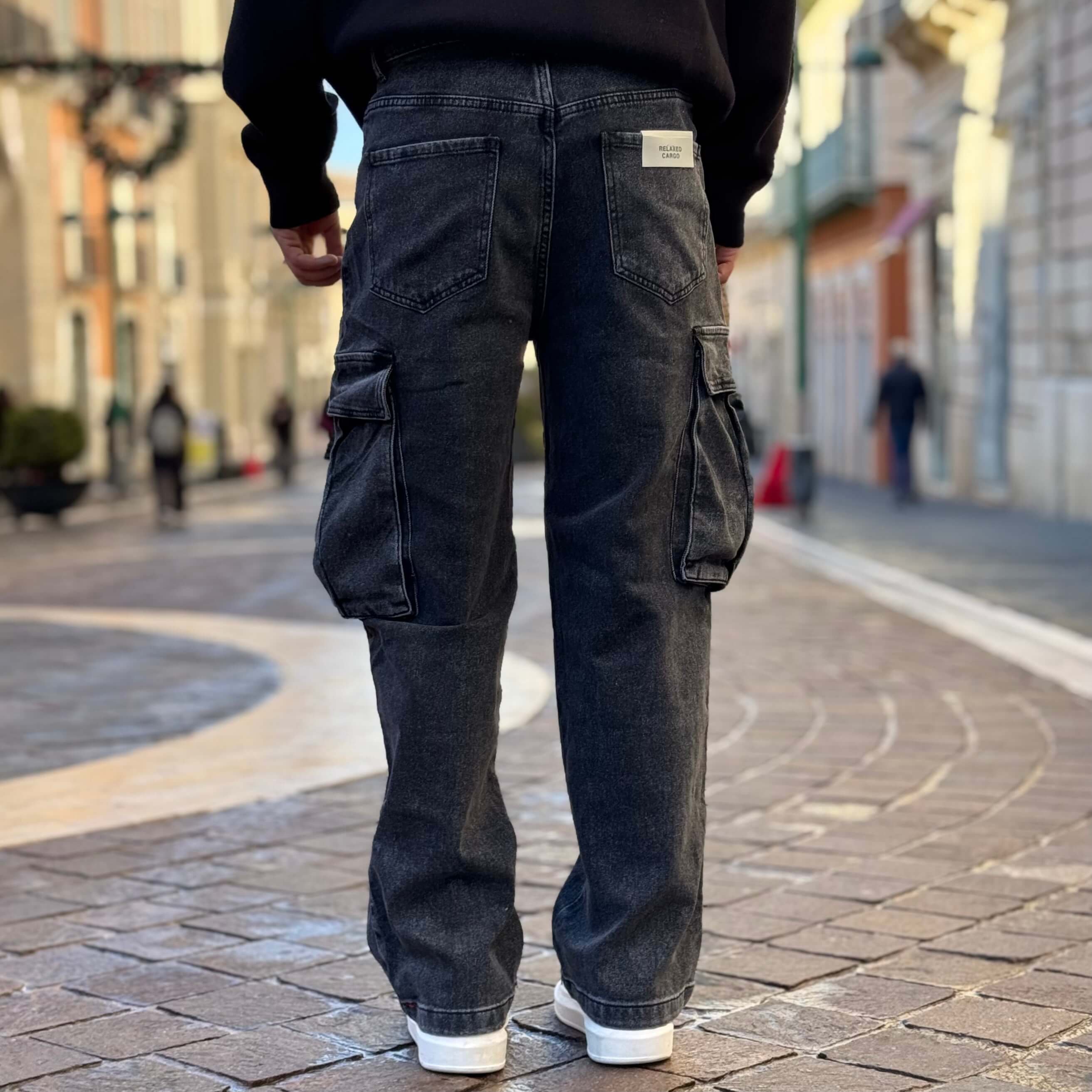 Jeans cargo grigio relaxed fit - FLAG STORE