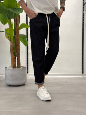 Jeans con Elastico in Vita Grigio Wawe