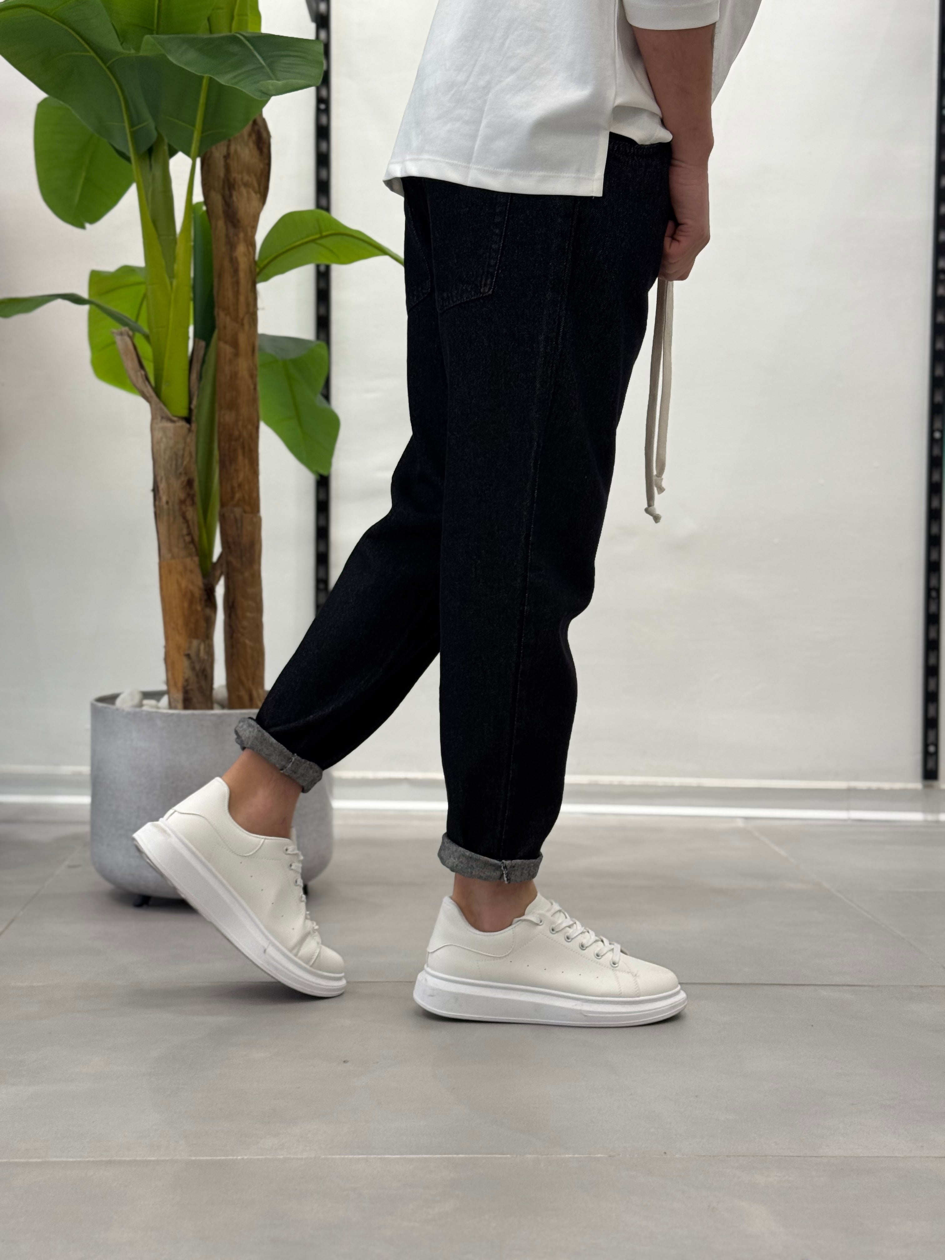 Jeans con Elastico in Vita Grigio Wawe