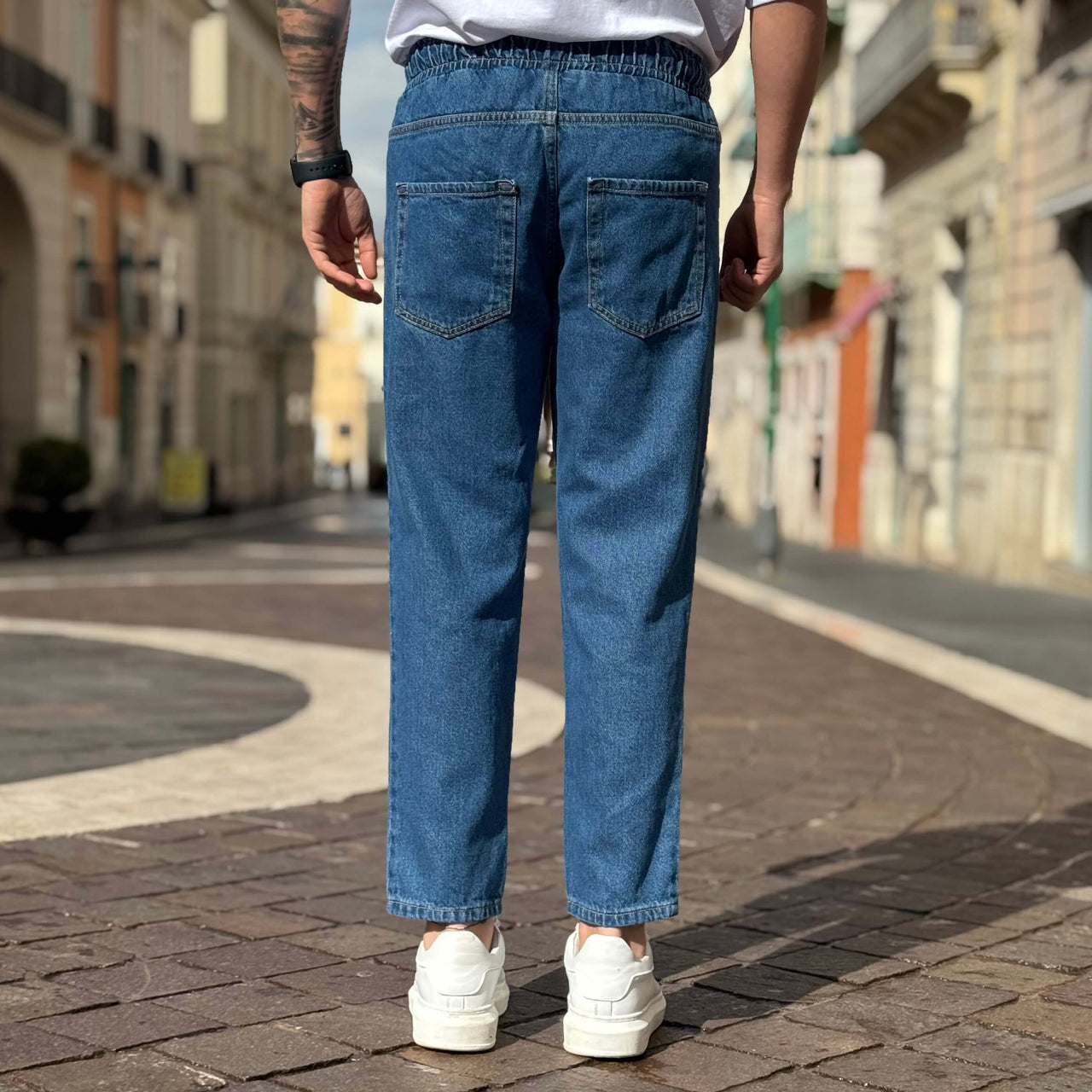 Jeans con elastico blu strappato Kean regular fit - FLAG STORE