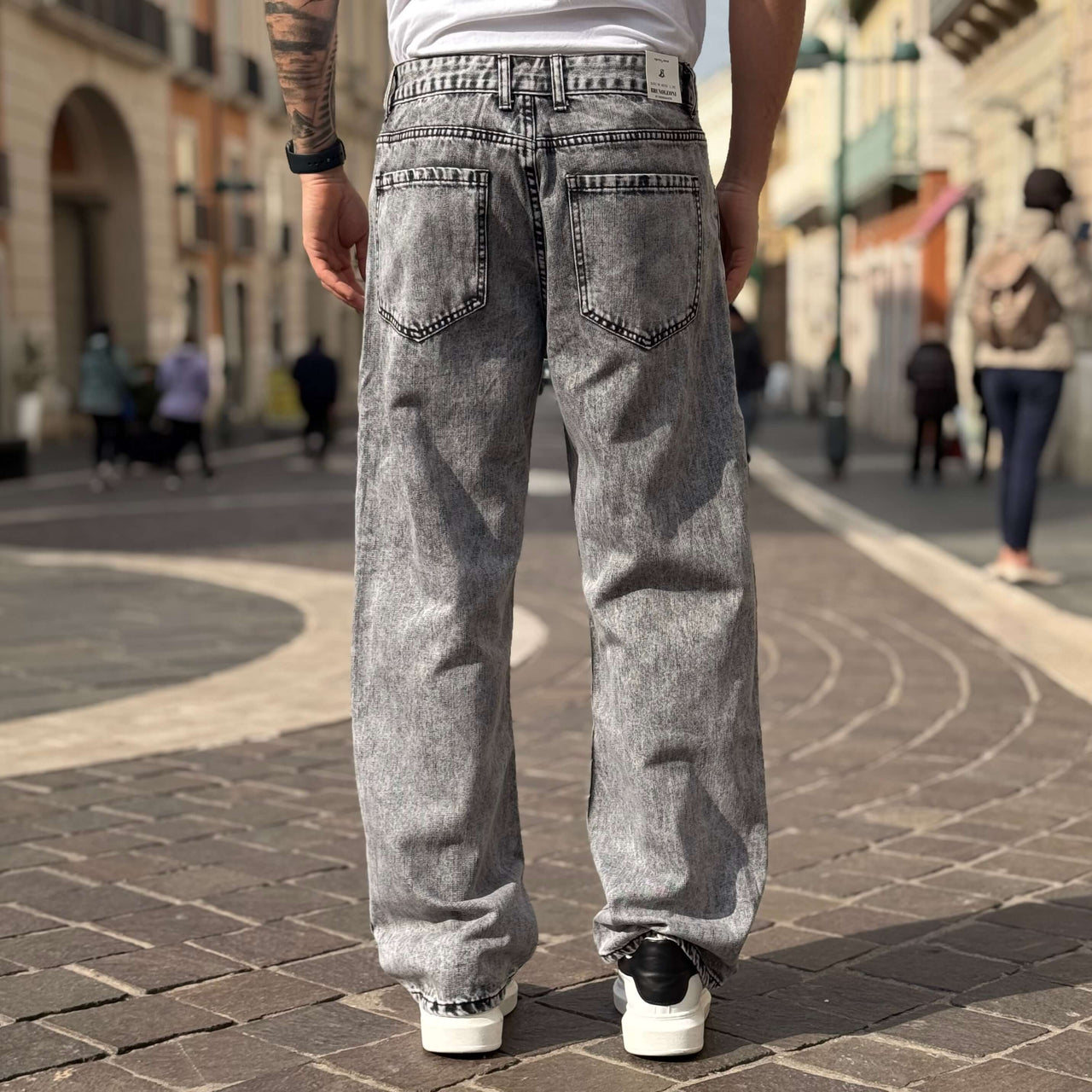 Jeans grigio marmorizzato baggy fit  - FLAG STORE