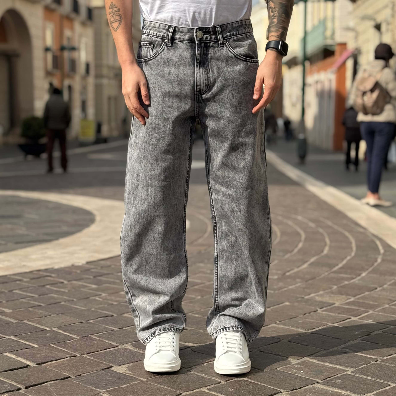 Jeans grigio marmorizzato baggy fit  - FLAG STORE