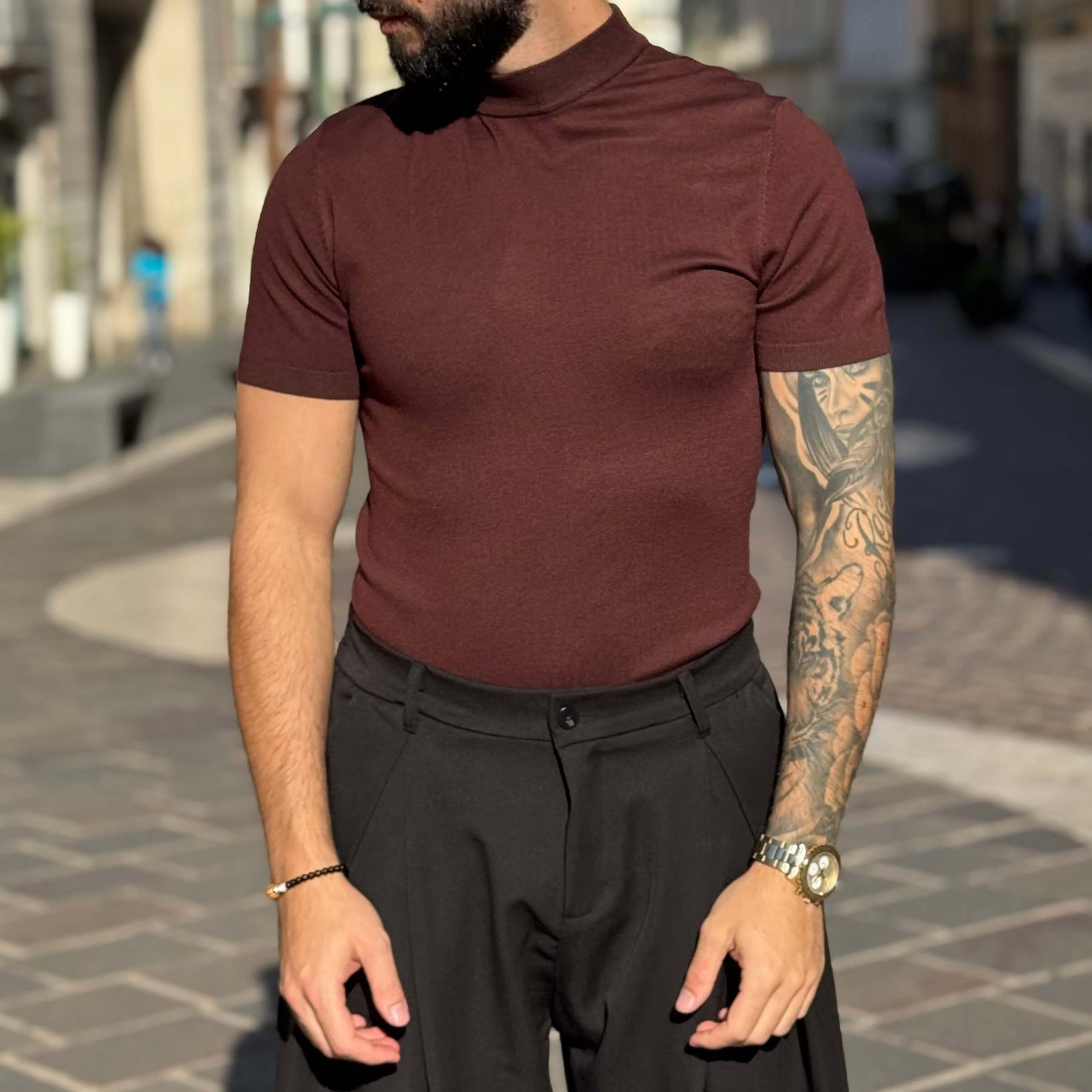 Stretch Half-Neck Sweater