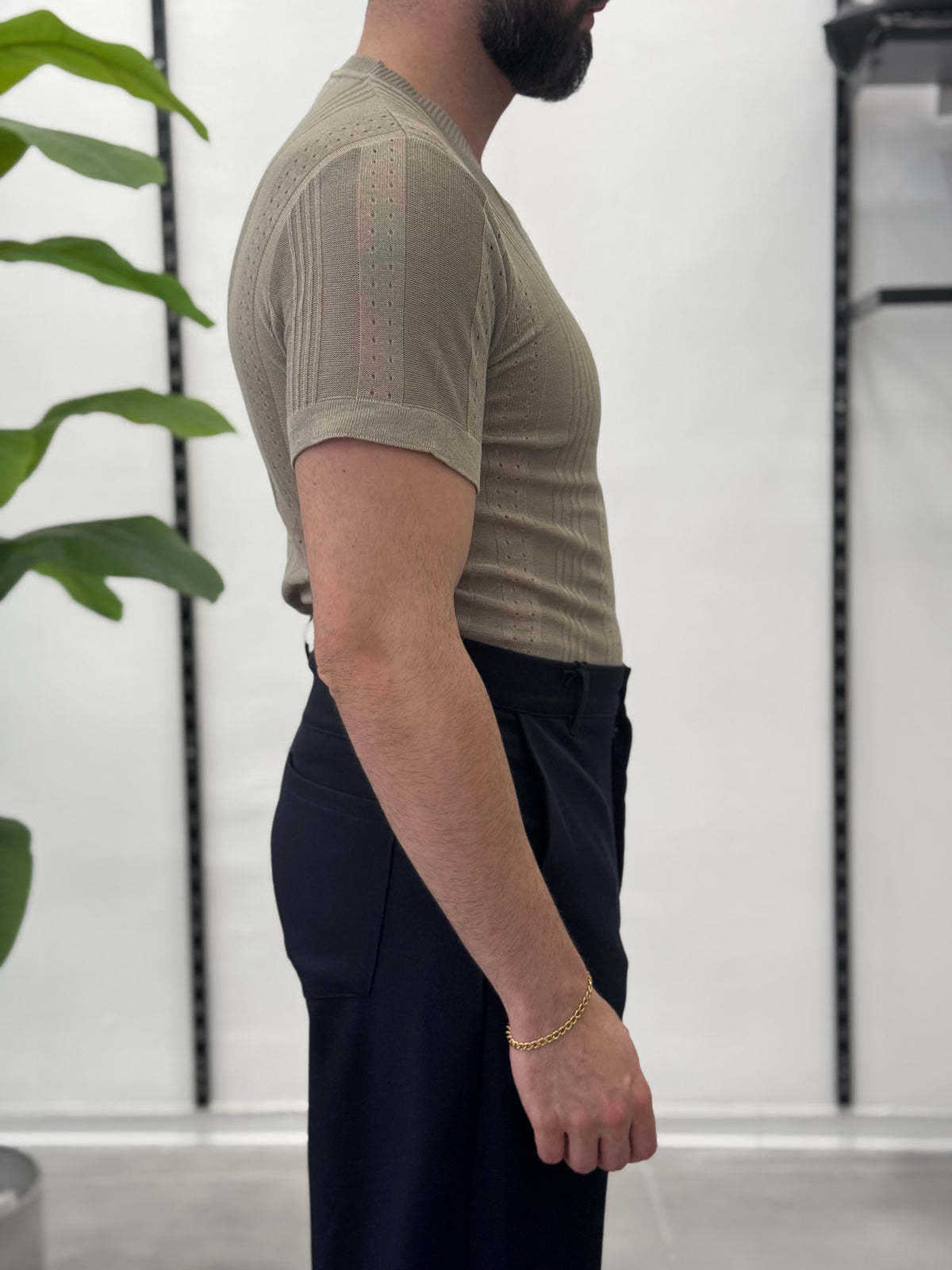 Linen Shirt with Korean Collar 