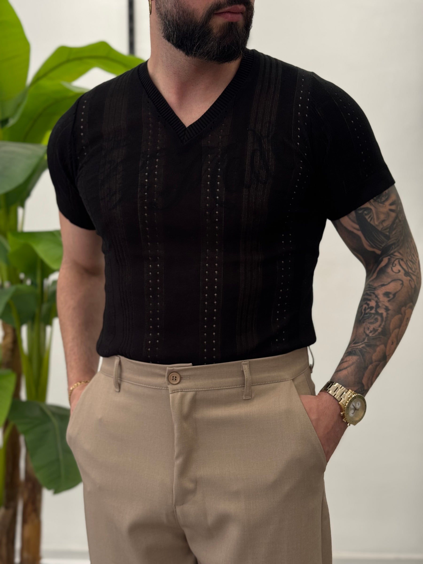 Linen Shirt with Korean Collar 