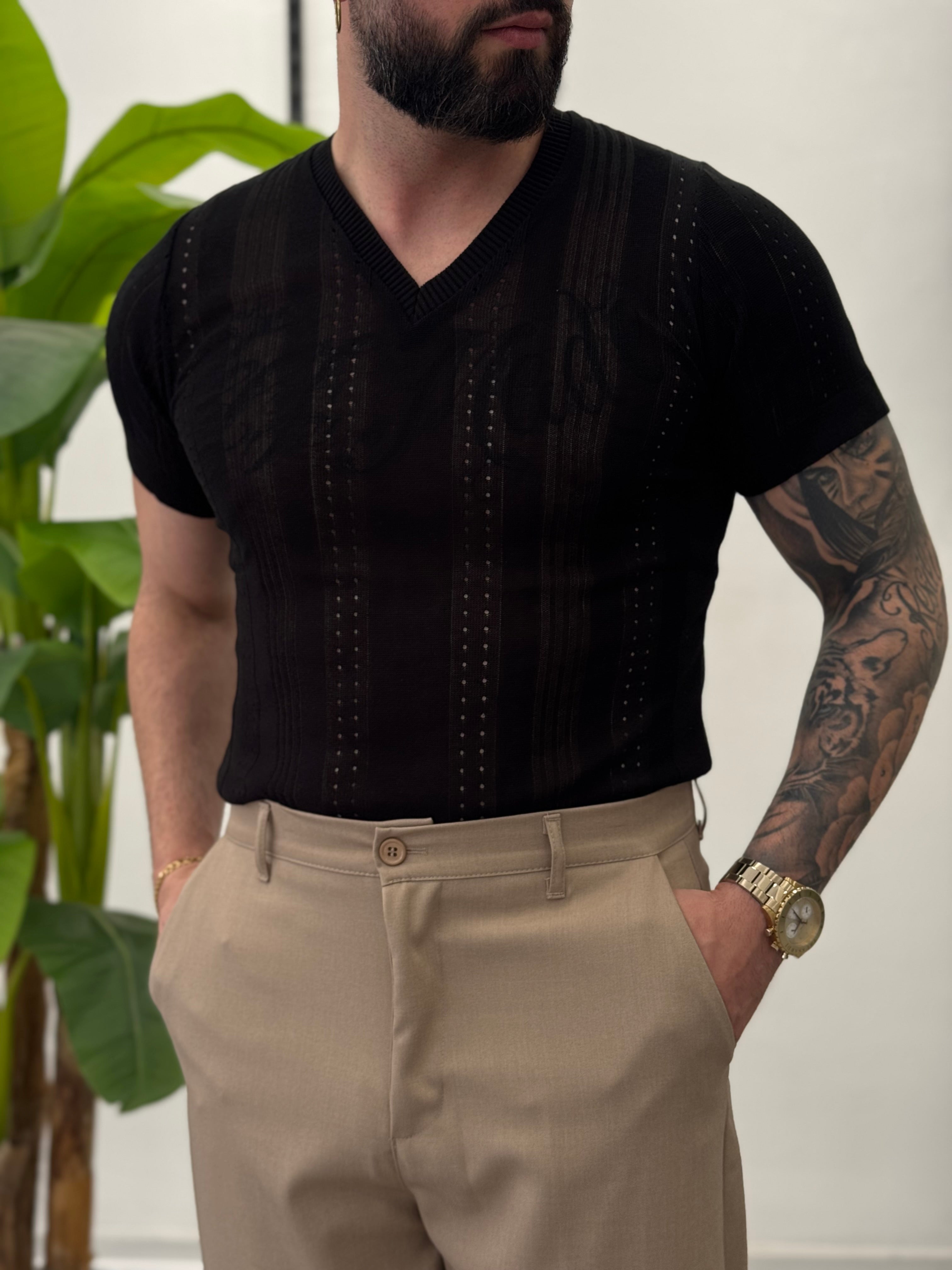 Linen Shirt with Korean Collar 