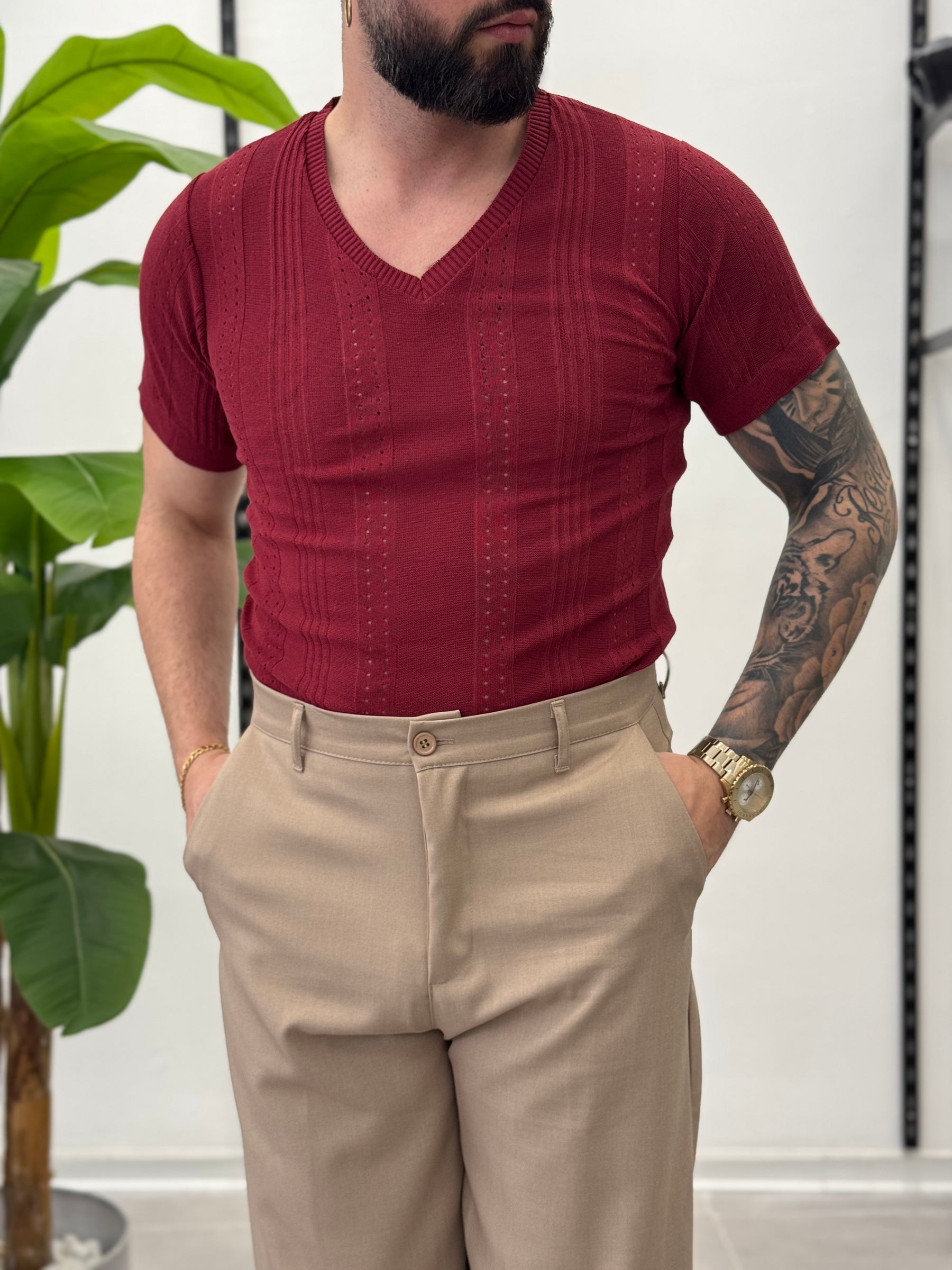 Linen Shirt with Korean Collar 