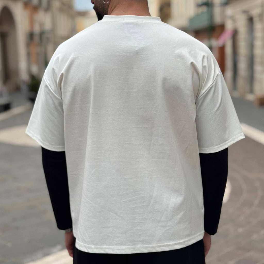 Maglia bianca con manica nera - FLAG STORE