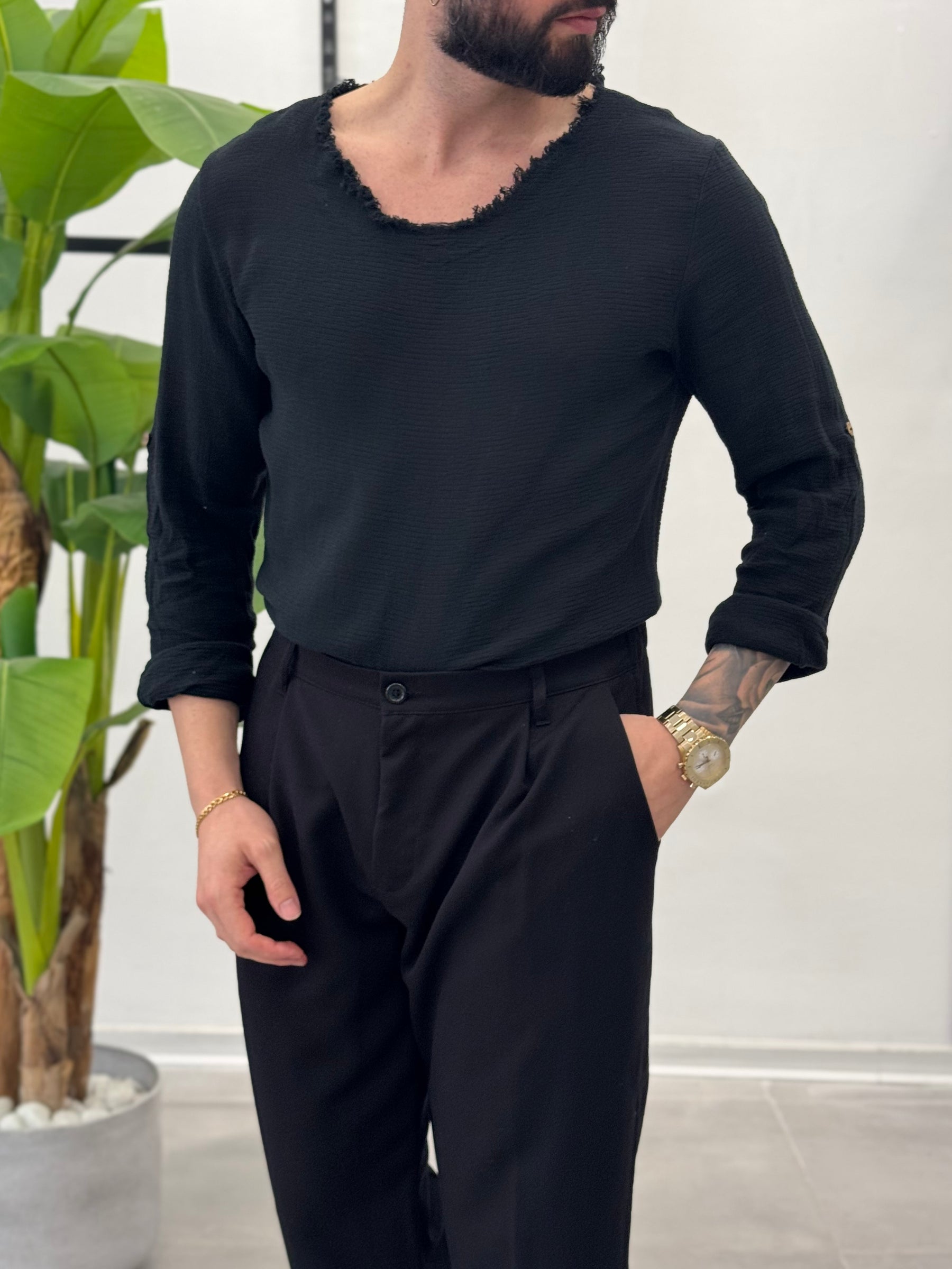 Fringed Collar Sweater - FLAG STORE