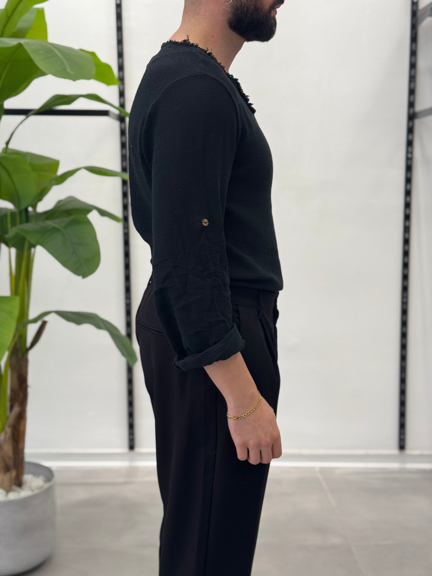 Fringed Collar Sweater - FLAG STORE