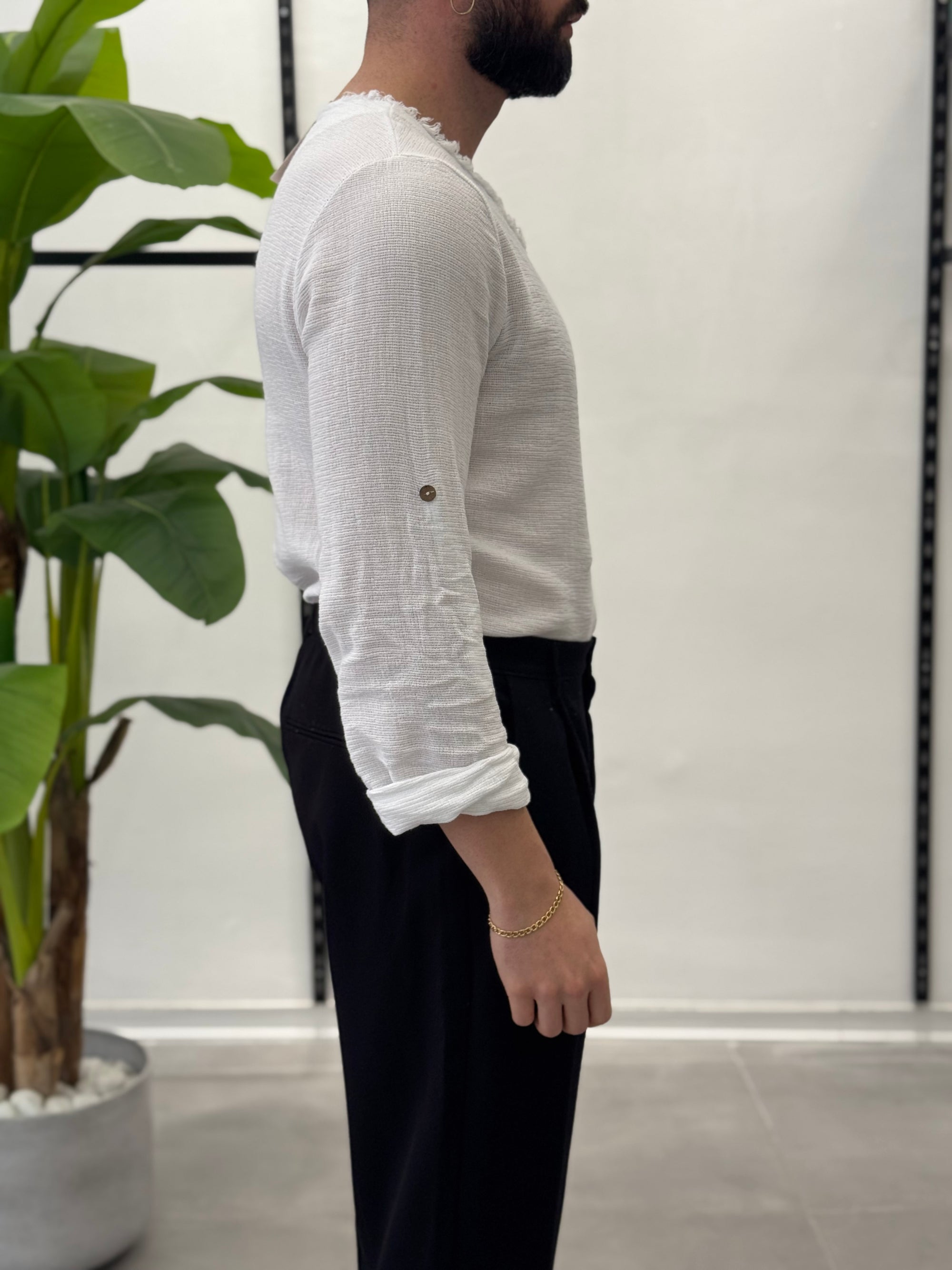 Fringed Collar Sweater - FLAG STORE
