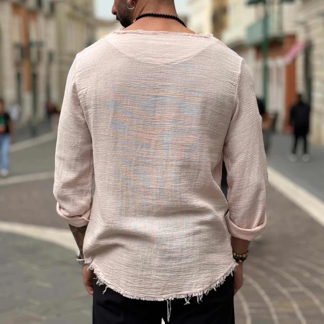 Maglia in filo con collo sfrangiato - FLAG STORE