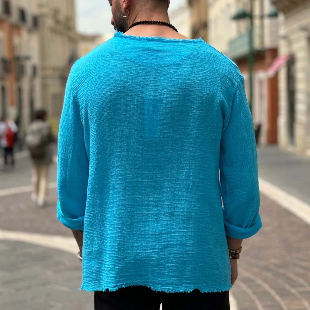 Maglia in filo con collo sfrangiato - FLAG STORE