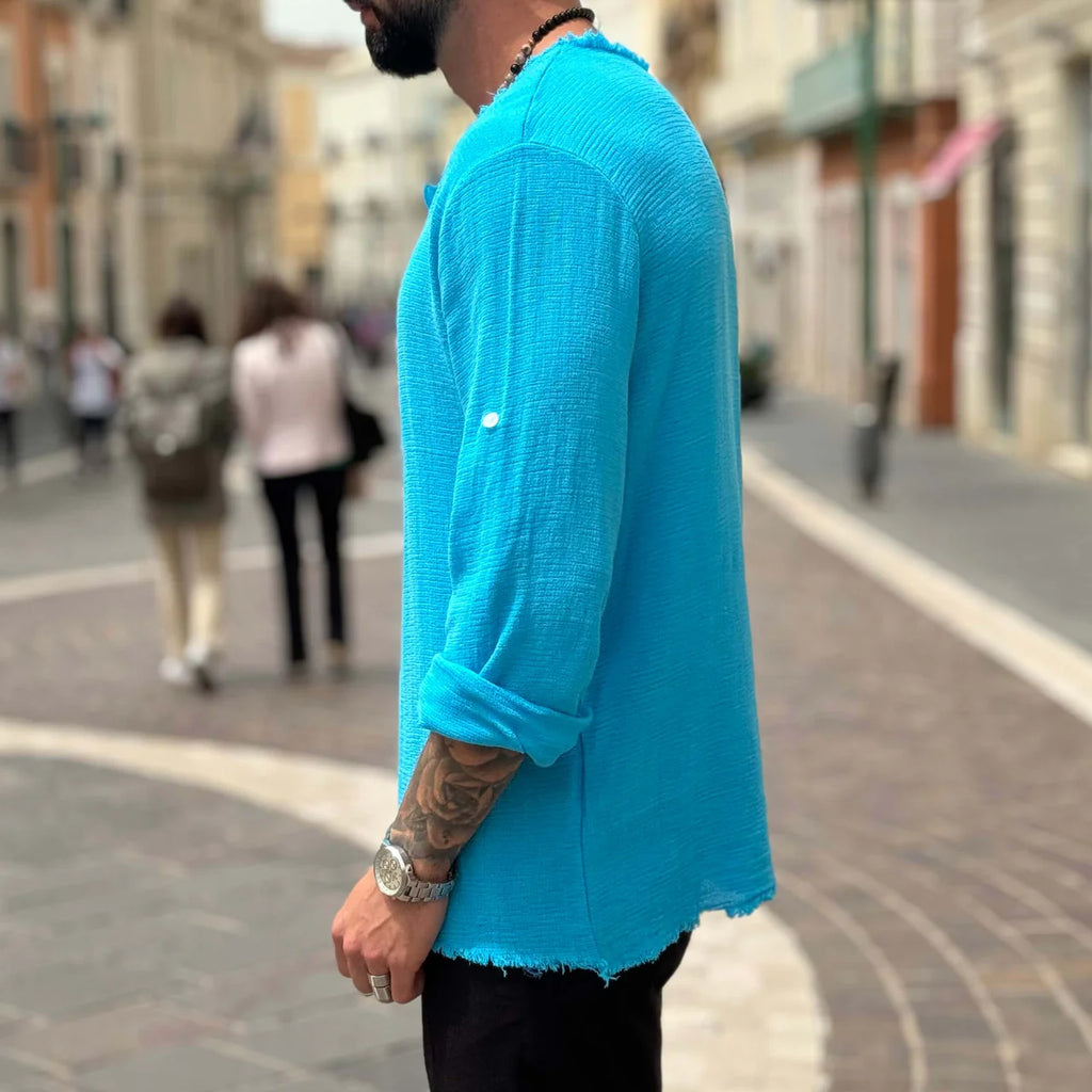 Maglia in filo con collo sfrangiato - FLAG STORE