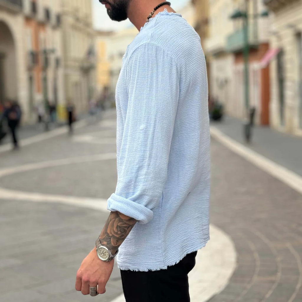 Maglia in filo con collo sfrangiato - FLAG STORE