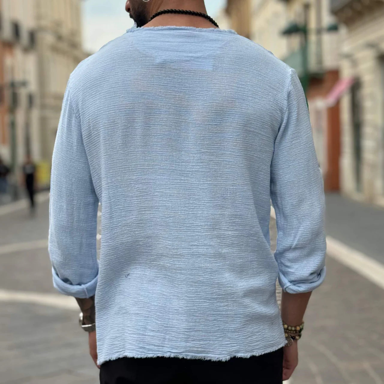 Maglia in filo con collo sfrangiato - FLAG STORE