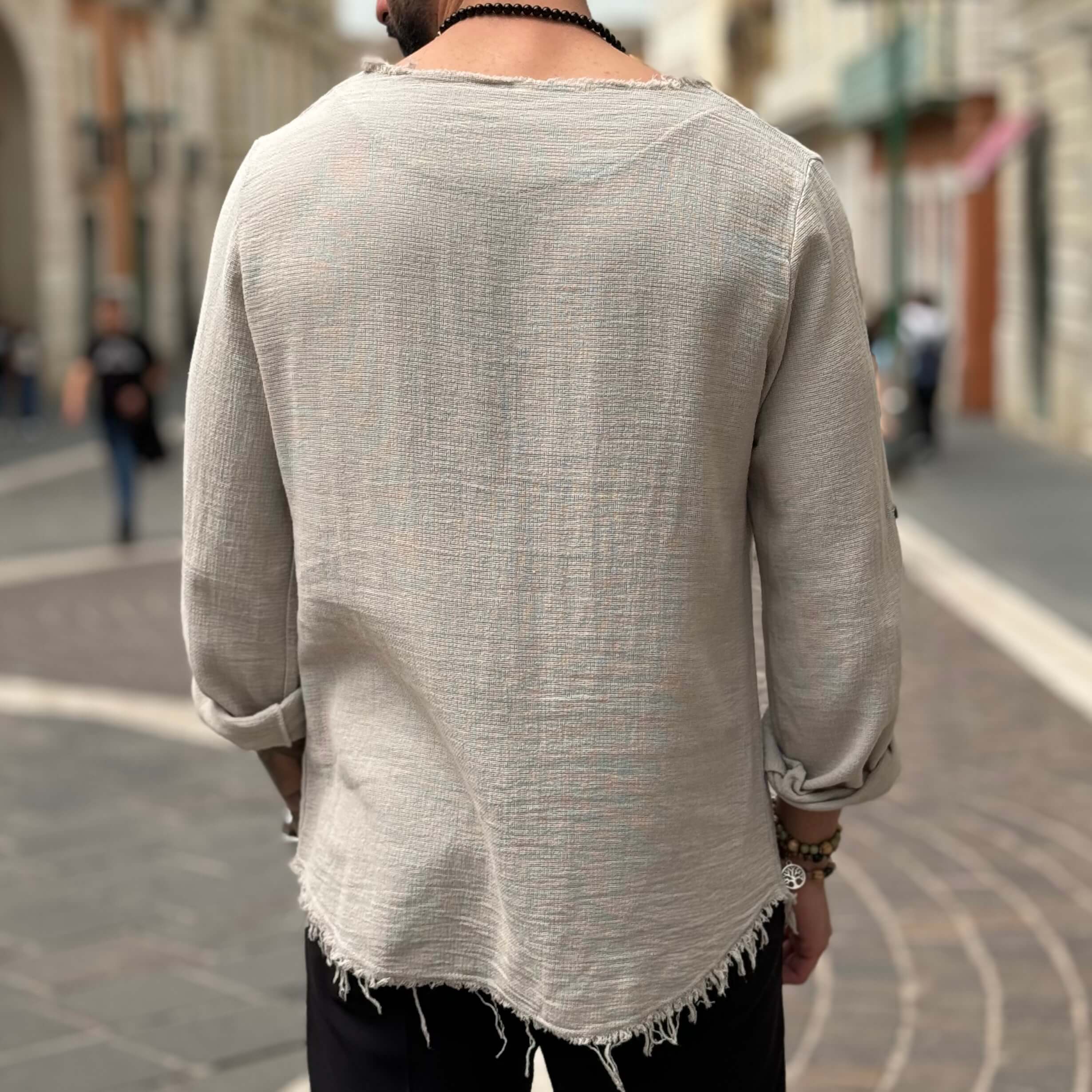 Maglia in filo con collo sfrangiato - FLAG STORE