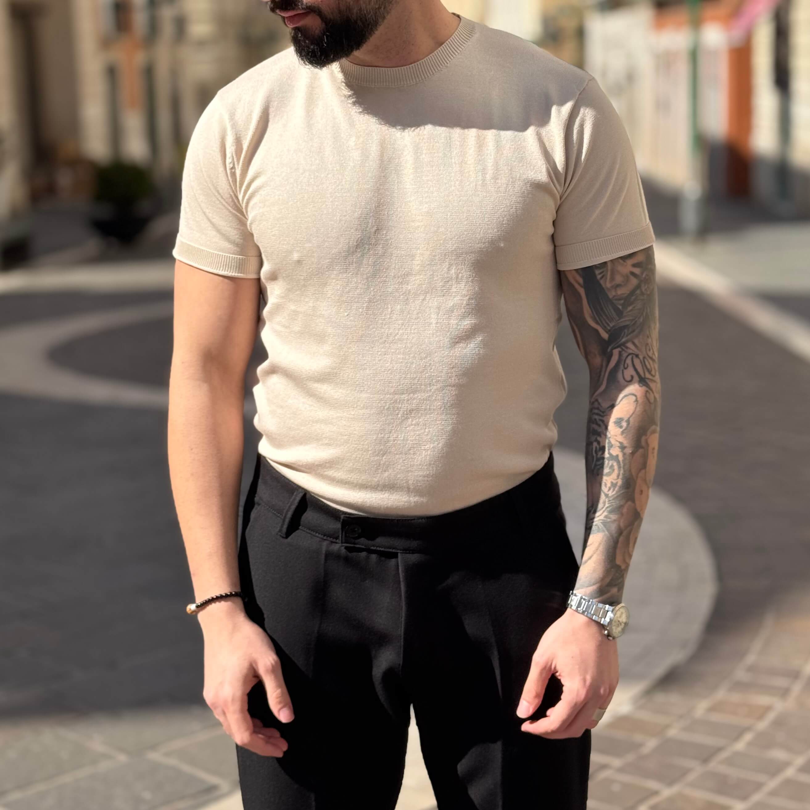 Maglia sabbia stretch mezza manica - FLAG STORE